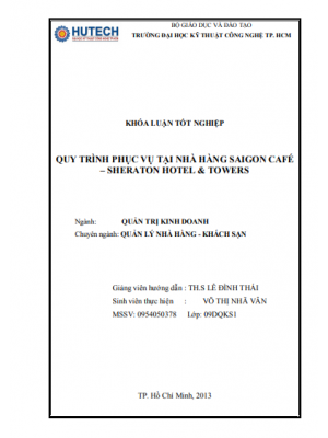 Khóa luận tốt nghiệp: Quy trình phục vụ tại nhà hàng Saigon café – Sheraton hotel & towers