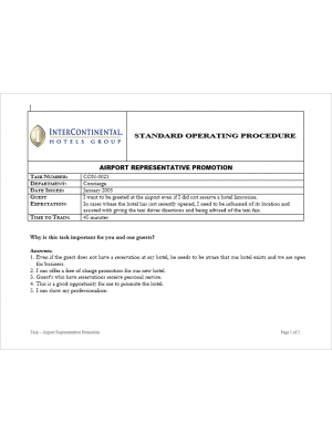 [SOP] Intercontinental Group - Concierge - Airport representative pomotion