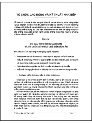 Giáo trình Tổ chức lao động và kỹ thuật nhà bếp