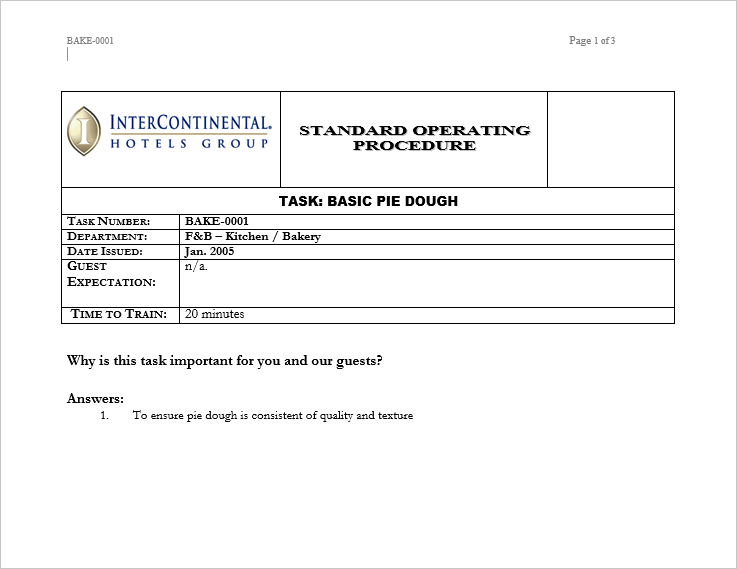 Tài liệu hay: [SOP] Intercontinental Group - Bakery - Basic pie dough ...