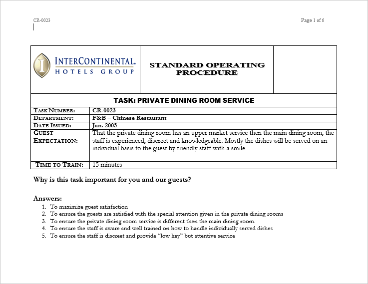 Tài liệu hay: [SOP] Intercontinental Group - Chinese Restaurant ...