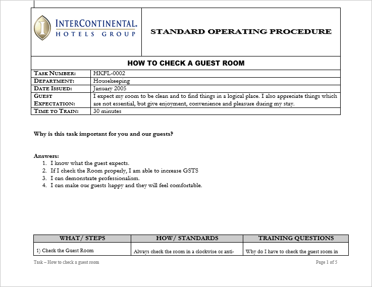 Tài liệu hay: [SOP] Intercontinental Group - Housekeeping Floor - How ...