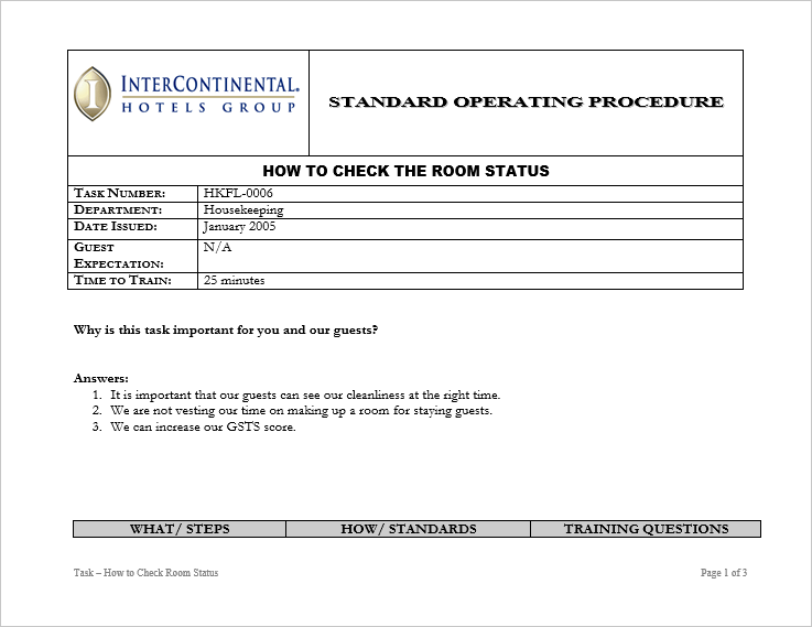 Tài liệu hay: [SOP] Intercontinental Group - Housekeeping Floor - How ...
