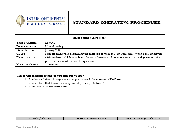 Tài liệu hay: [SOP] Intercontinental Group - Uniforms and Linen ...