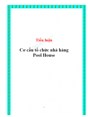 Tiểu luận: Cơ cấu tổ chức nhà hàng Pool House