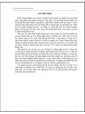 Giáo trình Cao đẳng Tổ chức kinh doanh khách sạn