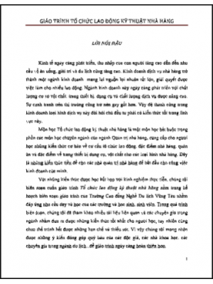 Giáo trình Tổ chức lao động kỹ thuật nhà hàng