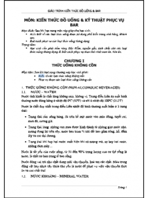 Giáo trình Kiến thức đồ uống Bar