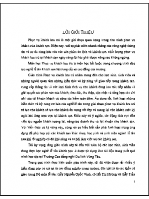 Giáo trình Phục vụ khách lưu trú