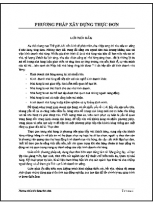 Giáo trình Phương pháp xây dựng thực đơn