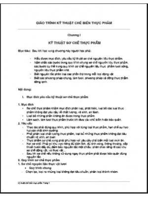 Giáo trình Kỹ thuật chế biến thực phẩm